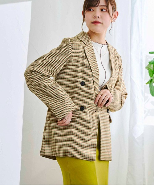 CPCM（シーピーシーエム）の「アソートチェックダブルテーラードJK（テーラードジャケット・レディース・ベージュ/グリーン/アイボリー/グリーン系その他・FREE）」の8枚目の写真