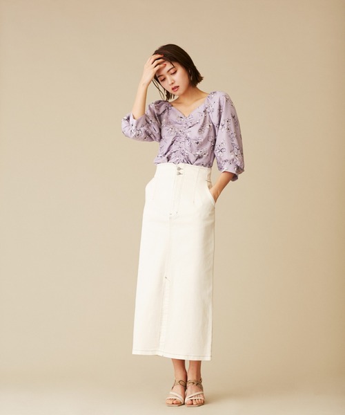 JILL by JILL STUART（ジルバイジルスチュアート）の「◇ロングデニムスカート（デニムスカート・レディース・ピンク/イエロー/ホワイト系その他・SMALL/MEDIUM）」の4枚目の写真