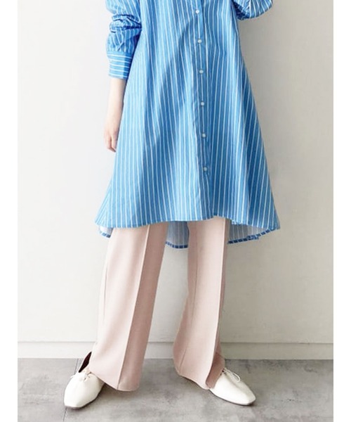 Samansa Mos2 blue（サマンサモスモスブルー）の「カットジョーゼットストレートパンツ（その他パンツ・レディース・イエロー/グリーン/ライトベージュ・ﾌﾘ-）」の2枚目の写真