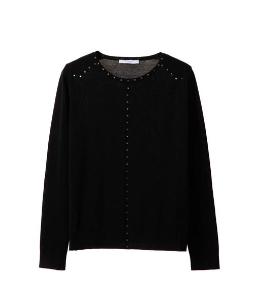 ASTRAET（アストラット）の「ASTRAET(アストラット) 16G スワロフスキーニット◆（ニット/セーター・レディース・ホワイト/ブラック・フリー）」の2枚目の写真