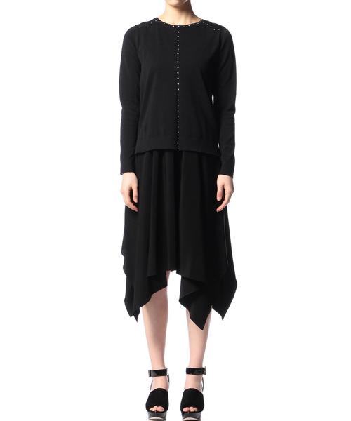 ASTRAET（アストラット）の「ASTRAET(アストラット) 16G スワロフスキーニット◆（ニット/セーター・レディース・ホワイト/ブラック・フリー）」の5枚目の写真