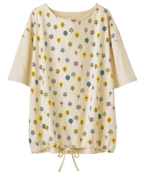 BELLUNA（ベルーナ）の「カジュアルゆったりプリントＴシャツ（Tシャツ/カットソー・レディース・ホワイト/チャコールグレー/オフホワイト/ブルー/セージグリーン/その他1/チャコール・LARGE/X-LARGE/MEDIUM）」の2枚目の写真