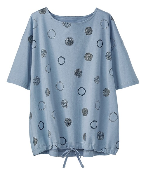 BELLUNA（ベルーナ）の「カジュアルゆったりプリントＴシャツ（Tシャツ/カットソー・レディース・ホワイト/チャコールグレー/オフホワイト/ブルー/セージグリーン/その他1/チャコール・LARGE/X-LARGE/MEDIUM）」の6枚目の写真