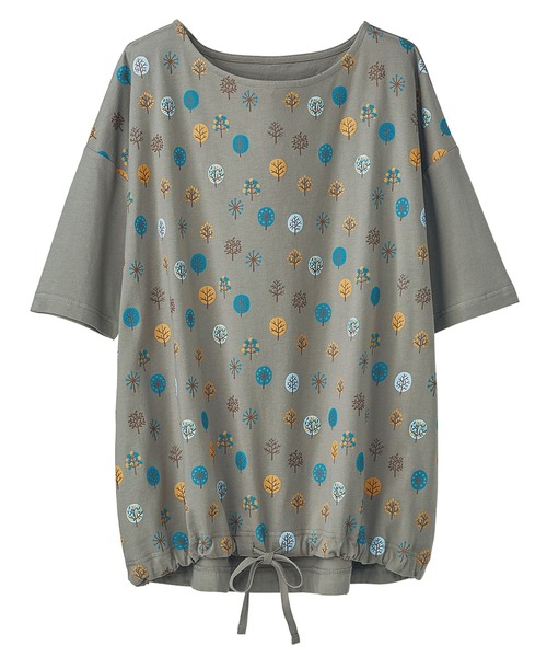 BELLUNA（ベルーナ）の「カジュアルゆったりプリントＴシャツ（Tシャツ/カットソー・レディース・ホワイト/チャコールグレー/オフホワイト/ブルー/セージグリーン/その他1/チャコール・LARGE/X-LARGE/MEDIUM）」の5枚目の写真