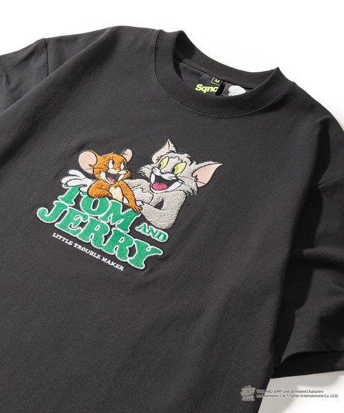 Tom&Jerry(トムアンドジェリー)の「【TOM&JERRY/トムとジェリー】サガラ刺繍エンブレムTシャツ/ビックシルエット(Tシャツ/カットソー・レディース・ホワイト/ブラック/イエロー/ブルー・M/L)」の1枚目の写真