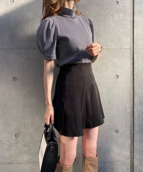 one after another NICE CLAUP（ワンアフターアナザーナイスクラップ）の「ボックスプリーツミニスカート（スカート・レディース・ブラック/ベージュ/チェック・FREE）」の5枚目の写真