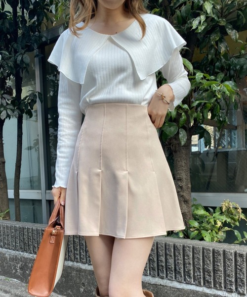 one after another NICE CLAUP（ワンアフターアナザーナイスクラップ）の「ボックスプリーツミニスカート（スカート・レディース・ブラック/ベージュ/チェック・FREE）」の9枚目の写真