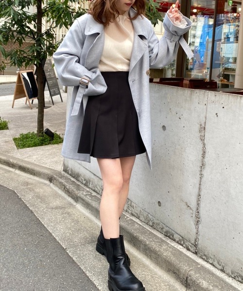 one after another NICE CLAUP（ワンアフターアナザーナイスクラップ）の「ボックスプリーツミニスカート（スカート・レディース・ブラック/ベージュ/チェック・FREE）」の7枚目の写真