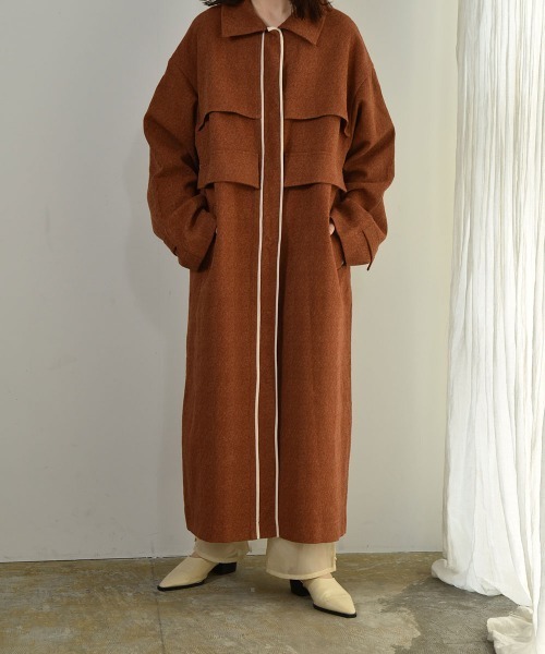 I_am（アイアム）の「nuance jacquard piping jacket（その他アウター・レディース・ベージュ/オレンジ系/オフホワイト・FREE）」の3枚目の写真