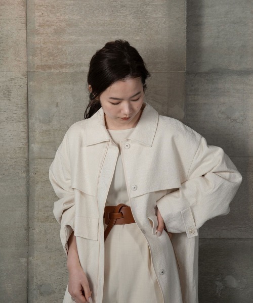 I_am（アイアム）の「nuance jacquard piping jacket（その他アウター・レディース・ベージュ/オレンジ系/オフホワイト・FREE）」の5枚目の写真