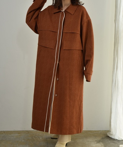 I_am（アイアム）の「nuance jacquard piping jacket（その他アウター・レディース・ベージュ/オレンジ系/オフホワイト・FREE）」の9枚目の写真