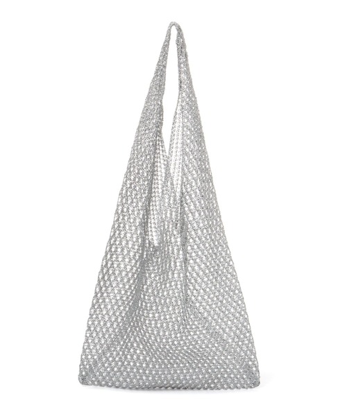 LEPSIM（レプシィム）の「【CONTROL FREAK/コントロールフリーク】シャイニーニットバッグ　254949（ハンドバッグ・レディース・ベージュ/シルバー・ONE SIZE）」の5枚目の写真