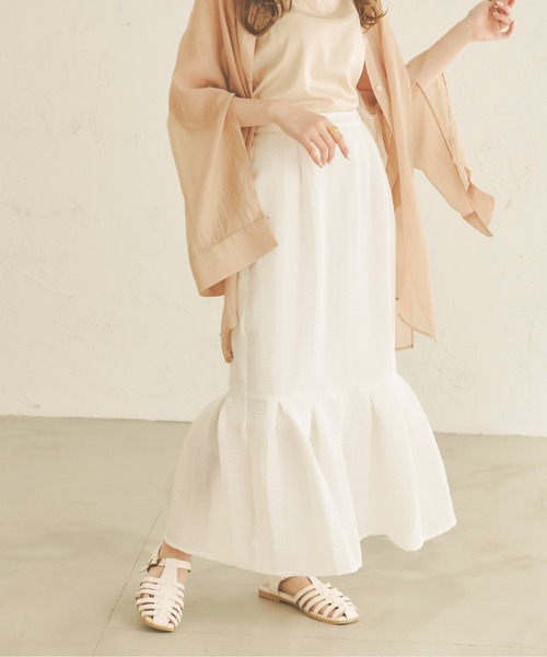 Ambre Neige（アンブルネージュ）の「シワ加工タックマーメイドスカート／【WEB/EC限定商品】（スカート・レディース・ベージュ/オフホワイト・SMALL/MEDIUM）」の6枚目の写真