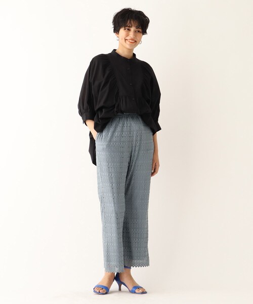 OPAQUE.CLIP（オペークドットクリップ）の「◆【C】透かし編みイージーニットパンツ（その他パンツ・レディース・ライトブルー/オフホワイト・38/36）」の9枚目の写真