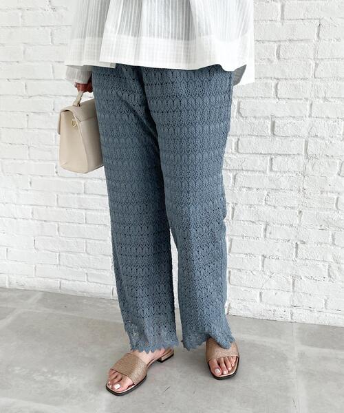 OPAQUE.CLIP（オペークドットクリップ）の「◆【C】透かし編みイージーニットパンツ（その他パンツ・レディース・ライトブルー/オフホワイト・38/36）」の12枚目の写真