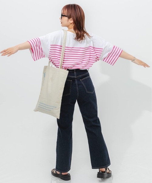 nemne store(ネンネストア)の「パネルボーダーTシャツ(Tシャツ/カットソー・レディース・ピンク/オレンジ/ブルー/グリーン・フリー)」の6枚目の写真