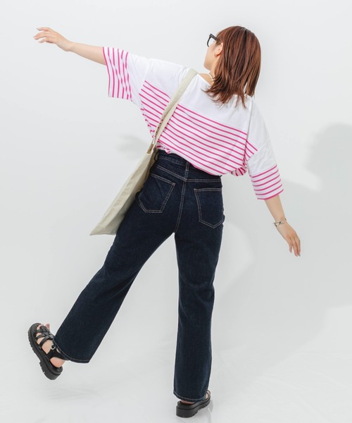 nemne store(ネンネストア)の「パネルボーダーTシャツ(Tシャツ/カットソー・レディース・ピンク/オレンジ/ブルー/グリーン・フリー)」の18枚目の写真