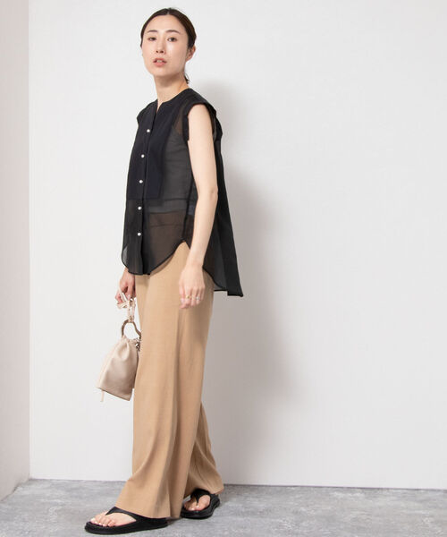 NOLLEY’S(ノーリーズ)の「シアーデザインパールボタンブラウス(シャツ/ブラウス・レディース・ブラウン/ブラック/ピンク・38)」の7枚目の写真