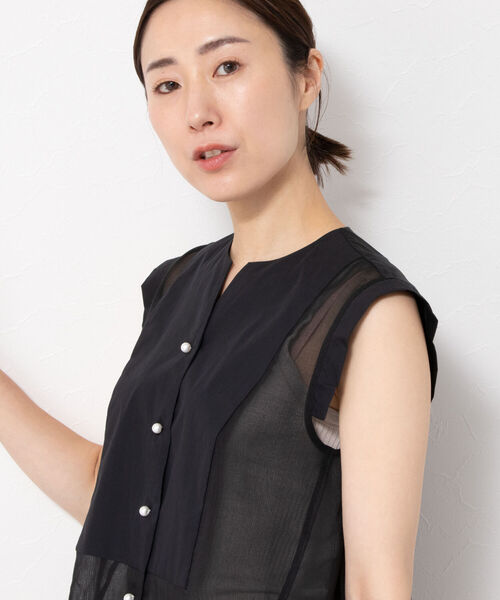 NOLLEY’S(ノーリーズ)の「シアーデザインパールボタンブラウス(シャツ/ブラウス・レディース・ブラウン/ブラック/ピンク・38)」の10枚目の写真