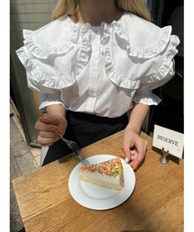 ダブルフリル半袖ブラウス