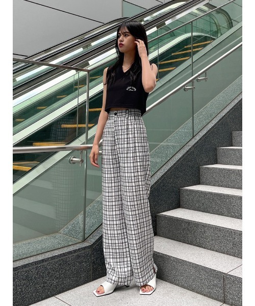 ENVYM（アンビー）の「２タックチェックＰＴ（その他パンツ・レディース・ホワイト/ブラック・FREE）」の18枚目の写真