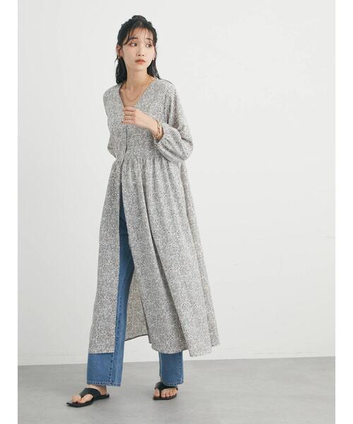 CRAFT STANDARD BOUTIQUE(クラフトスタンダードブティック)の「オリエンタル柄ジョーゼットワンピース *(ワンピース・レディース・ライトグレー/ネイビー・FREE)」の18枚目の写真