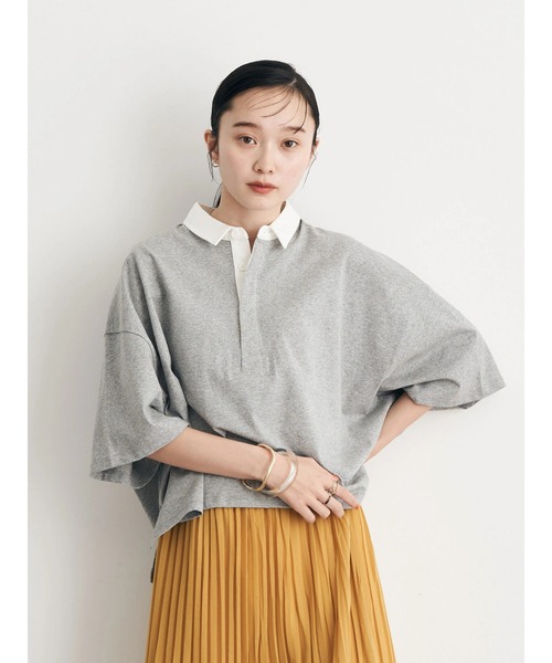 earth music&ecology（アースミュージックアンドエコロジー）の「BIGシルエットラガーポロシャツ（Tシャツ/カットソー・レディース・杢グレー/ネイビー/ラベンダー・FREE）」の6枚目の写真