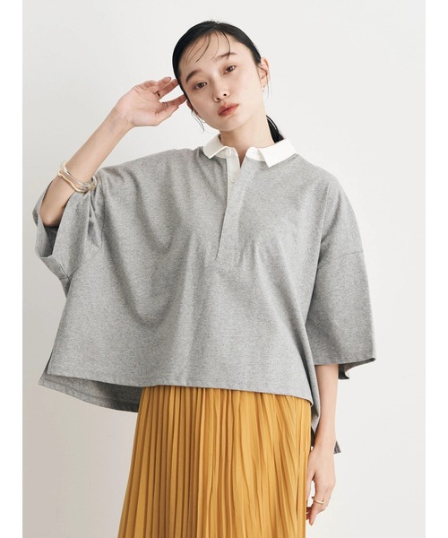 earth music&ecology（アースミュージックアンドエコロジー）の「BIGシルエットラガーポロシャツ（Tシャツ/カットソー・レディース・杢グレー/ネイビー/ラベンダー・FREE）」の19枚目の写真