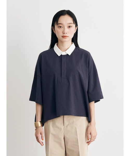 earth music&ecology（アースミュージックアンドエコロジー）の「BIGシルエットラガーポロシャツ（Tシャツ/カットソー・レディース・杢グレー/ネイビー/ラベンダー・FREE）」の12枚目の写真