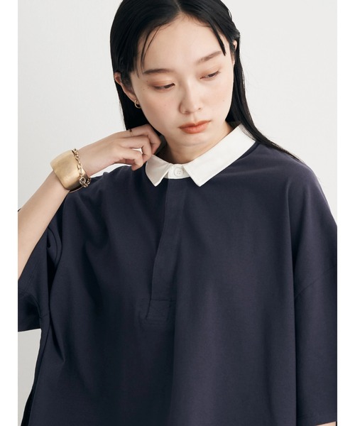 earth music&ecology（アースミュージックアンドエコロジー）の「BIGシルエットラガーポロシャツ（Tシャツ/カットソー・レディース・杢グレー/ネイビー/ラベンダー・FREE）」の21枚目の写真