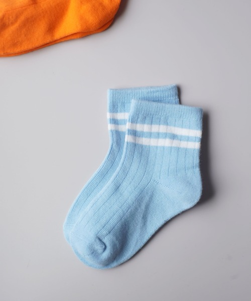 Bambin（ボンバン）の「【 Bambin / ボンバン 】 カラー ライン ソックス（ソックス/靴下・キッズ・ホワイト/ライトブルー/パープル/イエロー/オレンジ/ブルー/ライトグリーン/ブラック/ワイン/グレー・M/L）」の6枚目の写真