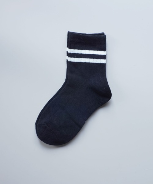 Bambin（ボンバン）の「【 Bambin / ボンバン 】 カラー ライン ソックス（ソックス/靴下・キッズ・ホワイト/ライトブルー/パープル/イエロー/オレンジ/ブルー/ライトグリーン/ブラック/ワイン/グレー・M/L）」の3枚目の写真