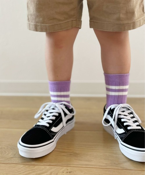 Bambin（ボンバン）の「【 Bambin / ボンバン 】 カラー ライン ソックス（ソックス/靴下・キッズ・ホワイト/ライトブルー/パープル/イエロー/オレンジ/ブルー/ライトグリーン/ブラック/ワイン/グレー・M/L）」の18枚目の写真