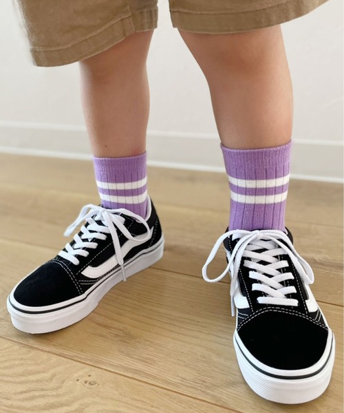 Bambin（ボンバン）の「【 Bambin / ボンバン 】 カラー ライン ソックス（ソックス/靴下・キッズ・ホワイト/ライトブルー/パープル/イエロー/オレンジ/ブルー/ライトグリーン/ブラック/ワイン/グレー・M/L）」の19枚目の写真