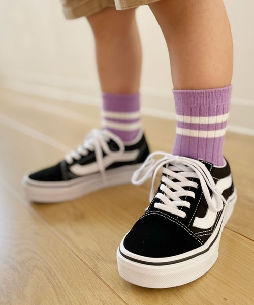 Bambin（ボンバン）の「【 Bambin / ボンバン 】 カラー ライン ソックス（ソックス/靴下・キッズ・ホワイト/ライトブルー/パープル/イエロー/オレンジ/ブルー/ライトグリーン/ブラック/ワイン/グレー・M/L）」の20枚目の写真