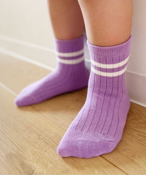 Bambin（ボンバン）の「【 Bambin / ボンバン 】 カラー ライン ソックス（ソックス/靴下・キッズ・ホワイト/ライトブルー/パープル/イエロー/オレンジ/ブルー/ライトグリーン/ブラック/ワイン/グレー・M/L）」の21枚目の写真