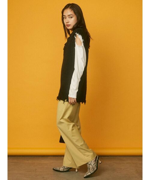 EMODA（エモダ）の「ビンテージクラッシュロングTシャツ（Tシャツ/カットソー・レディース・ホワイト/ブラック/レッド・FREE）」の9枚目の写真