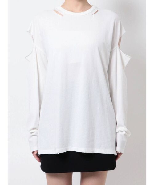 EMODA（エモダ）の「ビンテージクラッシュロングTシャツ（Tシャツ/カットソー・レディース・ホワイト/ブラック/レッド・FREE）」の21枚目の写真