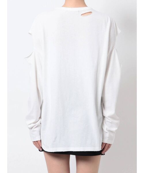 EMODA（エモダ）の「ビンテージクラッシュロングTシャツ（Tシャツ/カットソー・レディース・ホワイト/ブラック/レッド・FREE）」の6枚目の写真