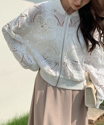 総レースノーカラージャケット