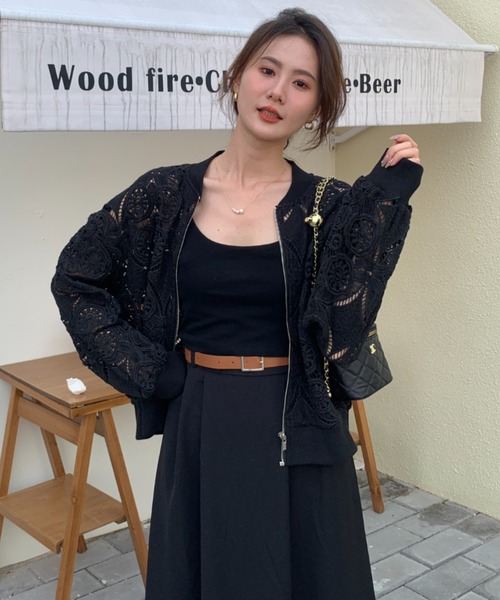 ECLIN（エクラン）の「総レースノーカラージャケット（ノーカラージャケット・レディース・ホワイト/ブラック・FREE）」の12枚目の写真