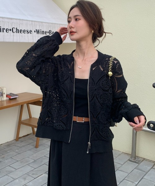 ECLIN（エクラン）の「総レースノーカラージャケット（ノーカラージャケット・レディース・ホワイト/ブラック・FREE）」の20枚目の写真