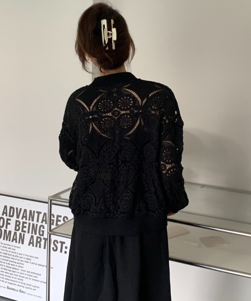 ECLIN（エクラン）の「総レースノーカラージャケット（ノーカラージャケット・レディース・ホワイト/ブラック・FREE）」の17枚目の写真