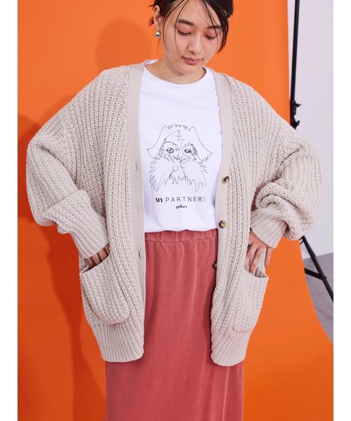 AMERICAN HOLIC（アメリカンホリック）の「ざっくりニットカーディガン（カーディガン/ボレロ・レディース・ライトグレー/ブラック/イエロー/グリーン・L/M）」の6枚目の写真