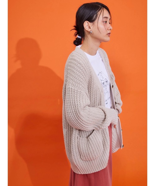 AMERICAN HOLIC（アメリカンホリック）の「ざっくりニットカーディガン（カーディガン/ボレロ・レディース・ライトグレー/ブラック/イエロー/グリーン・L/M）」の8枚目の写真