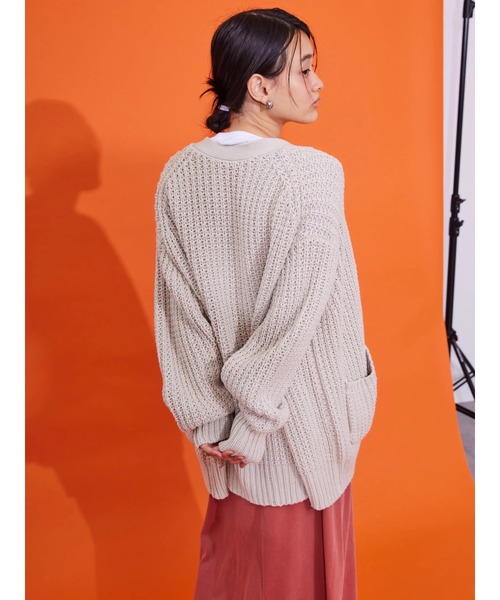 AMERICAN HOLIC（アメリカンホリック）の「ざっくりニットカーディガン（カーディガン/ボレロ・レディース・ライトグレー/ブラック/イエロー/グリーン・L/M）」の9枚目の写真