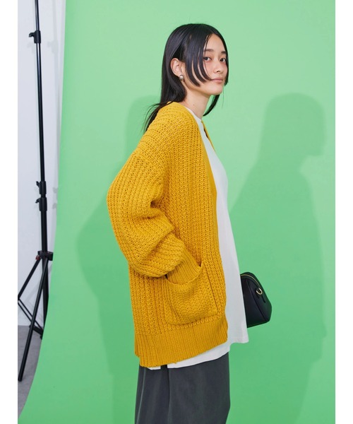 AMERICAN HOLIC（アメリカンホリック）の「ざっくりニットカーディガン（カーディガン/ボレロ・レディース・ライトグレー/ブラック/イエロー/グリーン・L/M）」の15枚目の写真