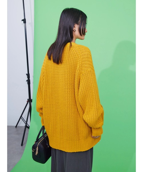 AMERICAN HOLIC（アメリカンホリック）の「ざっくりニットカーディガン（カーディガン/ボレロ・レディース・ライトグレー/ブラック/イエロー/グリーン・L/M）」の16枚目の写真