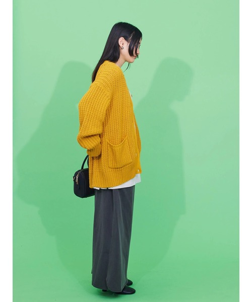 AMERICAN HOLIC（アメリカンホリック）の「ざっくりニットカーディガン（カーディガン/ボレロ・レディース・ライトグレー/ブラック/イエロー/グリーン・L/M）」の18枚目の写真