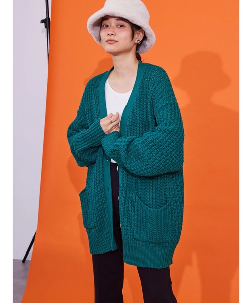 AMERICAN HOLIC（アメリカンホリック）の「ざっくりニットカーディガン（カーディガン/ボレロ・レディース・ライトグレー/ブラック/イエロー/グリーン・L/M）」の20枚目の写真